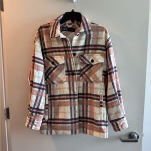 Pink Striped ZARA shacket - Size MEDIUM